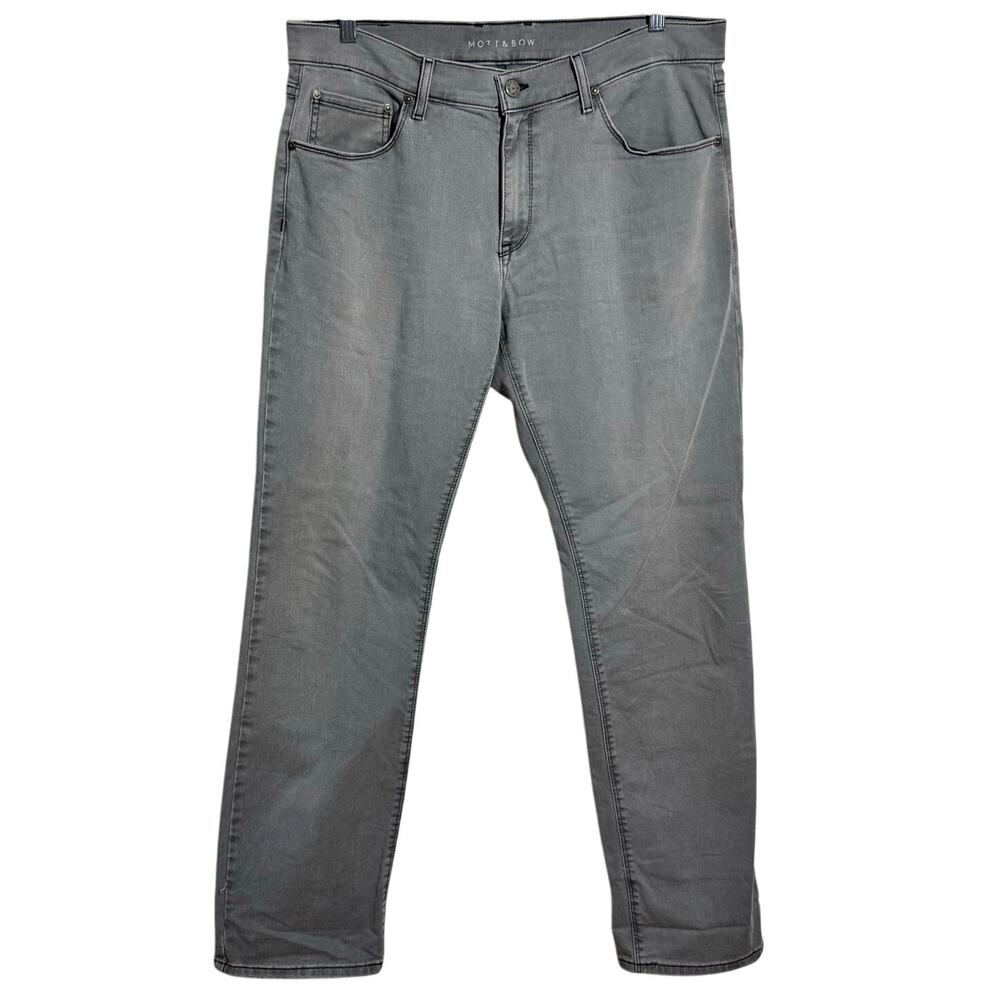Mott & Bow Straight Stone Leg Denim Jeans Men 35x34 Gray Minimal Modest Casual